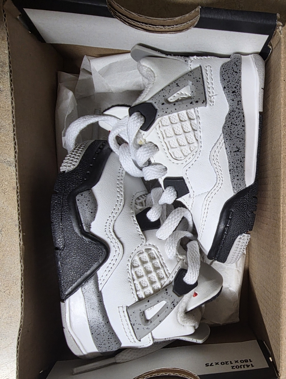 Jordan Retro 4 Kids White, Gray & Black Basketball Sneakers